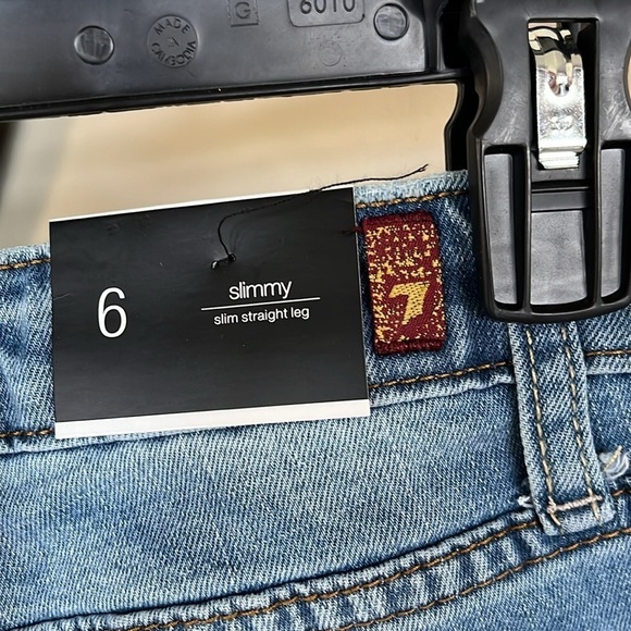 Brand New 7 For All Mankind Flex Stretch Slim Straight Leg Distressed Blue Jeans - Picture 10 of 15